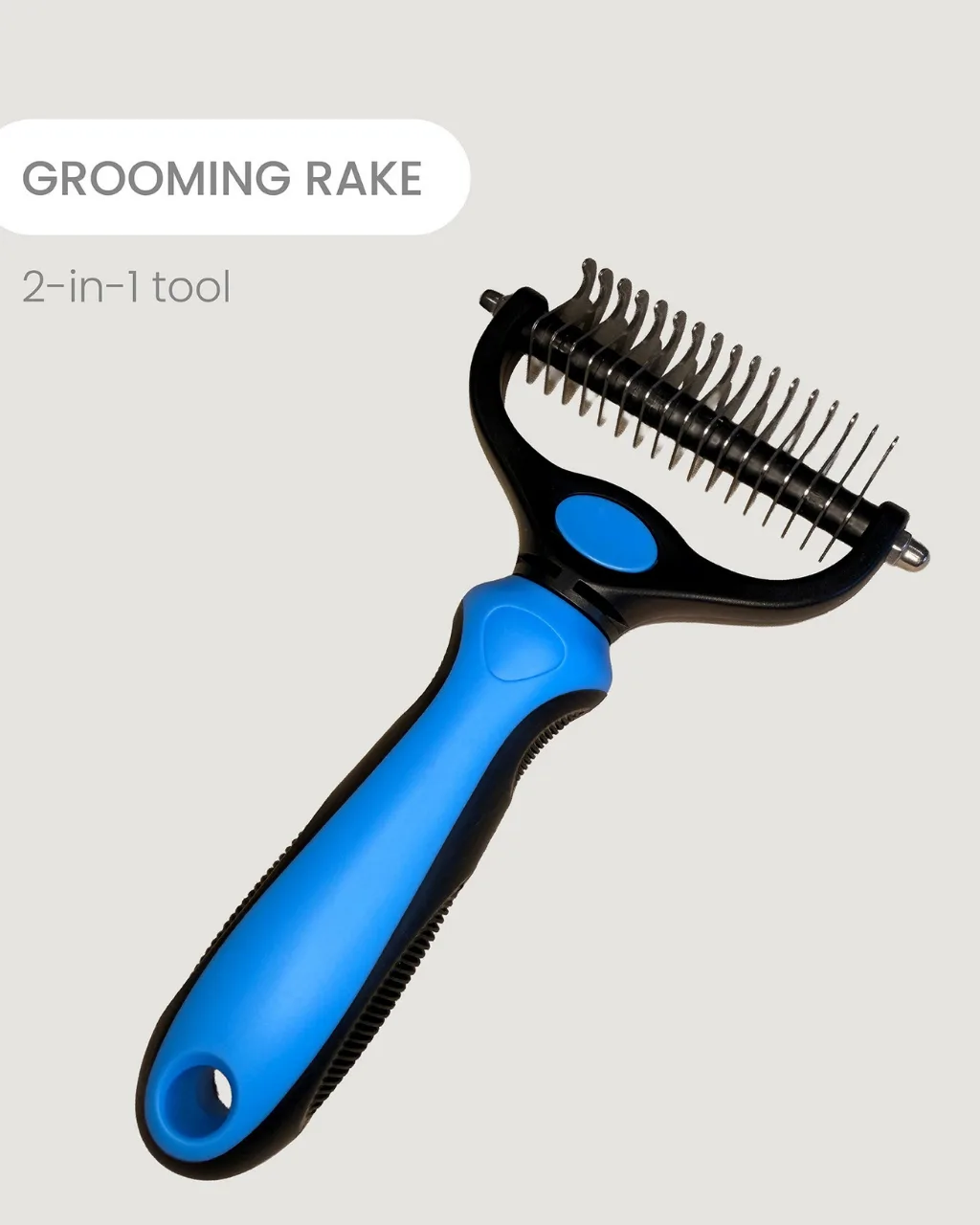 The Grooming Rake — 2-in-1 tool badge